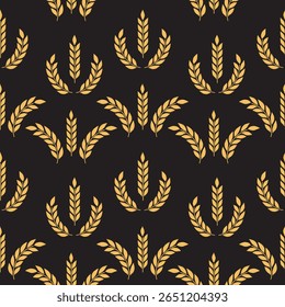 Golden wheat, vector seamless pattern