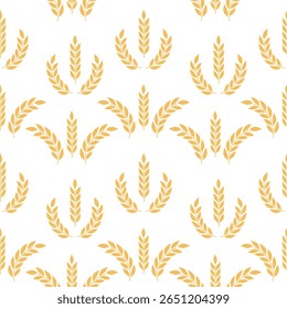 Golden wheat, vector seamless pattern