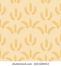Golden wheat, vector seamless pattern