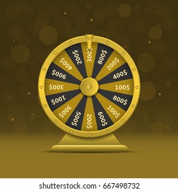 Golden wheel of fortune. Casino online, money prize