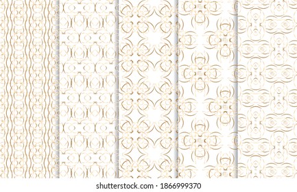 Golden and white abstract pattern, geometric design collection vector.Background illustration set.