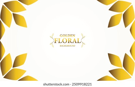 golden white background with golden leaves . Vector illustration. Can be used for advertising, presentation.