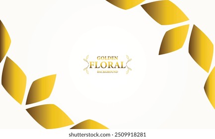 golden white background with golden leaves . Vector illustration. Can be used for advertising, presentation.