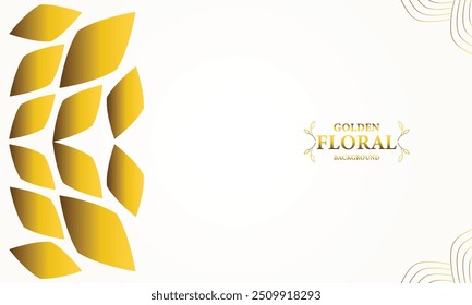 golden white background with golden leaves . Vector illustration. Can be used for advertising, presentation.