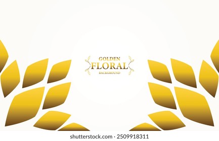 golden white background with golden leaves . Vector illustration. Can be used for advertising, presentation.