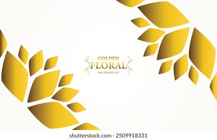 golden white background with golden leaves . Vector illustration. Can be used for advertising, presentation.