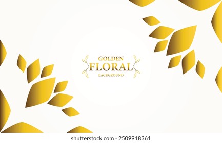 golden white background with golden leaves . Vector illustration. Can be used for advertising, presentation.