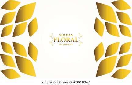 golden white background with golden leaves . Vector illustration. Can be used for advertising, presentation.