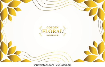 golden white background with golden leaves . Vector illustration. Can be used for advertising, presentation.