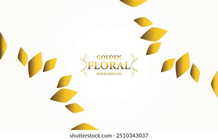 golden white background with golden leaves . Vector illustration. Can be used for advertising, presentation.