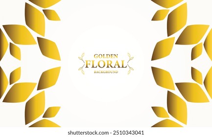 golden white background with golden leaves . Vector illustration. Can be used for advertising, presentation.