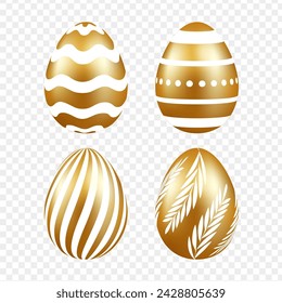 Golden and white color Easter eggs set