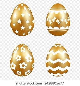 Juego de huevos de Pascua de color dorado y blanco