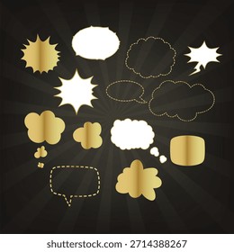 Golden and White Comic Style Speech Bubbles Collection