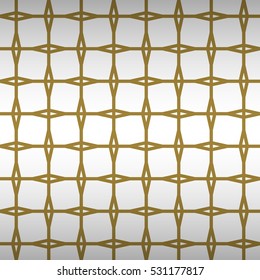 Golden white geometric seamless pattern background in ancient style. Actual design. Knotty medley repeatable backdrop.