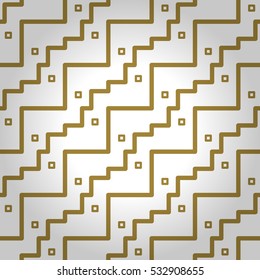 Golden white geometric seamless pattern background in tribal style. Entangled medley repeatable backdrop. Bright, symmetric design for fabric, surface, textile or other purpose.