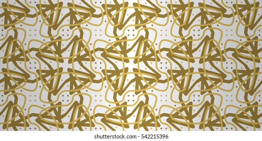 Golden white geometric seamless pattern in knot style. Vector background. Colored, contrast design for carpet, wallpaper, textile or other purpose.