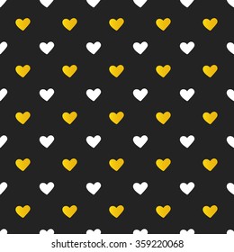 Golden and white hearts seamless pattern background.