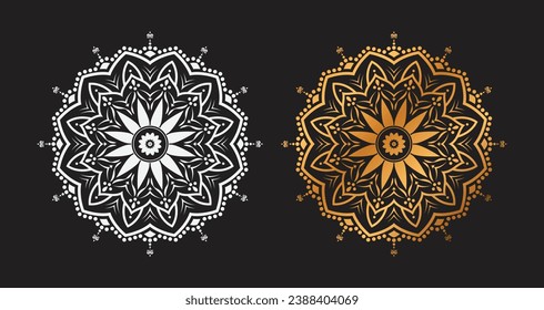 Golden White Luxury mandalas, Mandala for henna, mehendi, tattoo, Decorative ethnic ornamental elements, Oriental patterns
