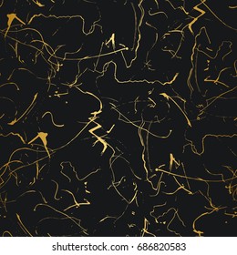 Golden and white seamless pattern. Modern abstract design. Hand drawn ink pattern. Brush texture. Minimalist Black