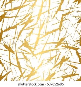 Golden and white seamless pattern. Modern abstract design. Hand drawn ink pattern. Brush texture.