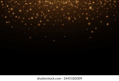 Golden and white sparkles and stars shine brightly on a dark background, creating a magical and festive atmosphere. Vector sparkles give Christmas abstract drawing elegance, a sense of wonder .