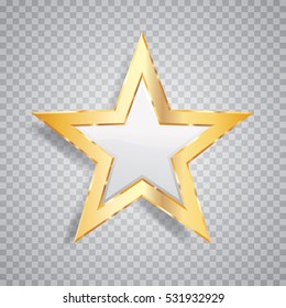 golden white star with transparent shadow, commercial success icon