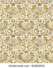 Golden white vintage seamless pattern. 