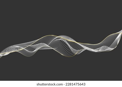 Golden And White Wave Lines Pattern Abstract Background. Vector