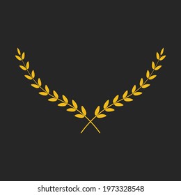 Golden wide laurel wreath vector placed on black background