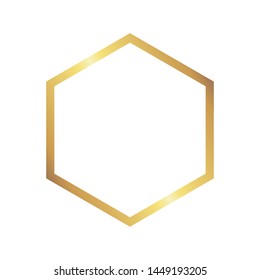 Golden wide style hexagon luxury frame on the white background. Perfect design for headline, logo and sale banner. Vector illustration