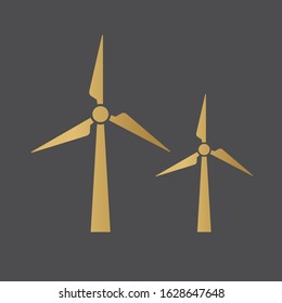 golden wind turbine icon- vector illustration
