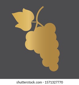 golden wine grapes icon - vector illustration