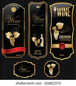 Golden wine label collection