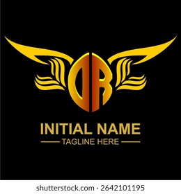 OR Golden Wing Emblem Logo with elegant gold wings, sleek and modern design. Ideal for branding, creative projects, luxury businesses, or artistic ventures.