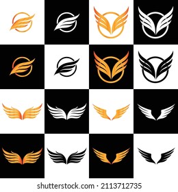 Golden Wing Logo with black and white vector set and editorial file