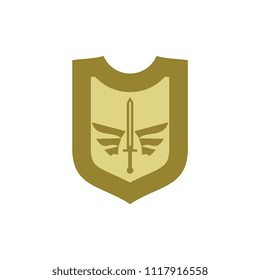 golden wing , shield, sword logo