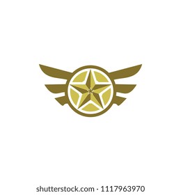 Golden wing, shield,star logo