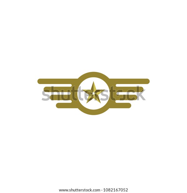Golden Wing with star\
logo design vector