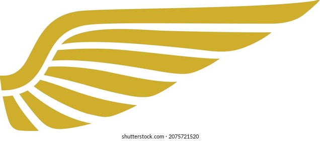 Golden wing stencil. Phoenix sign. Flight emblem
