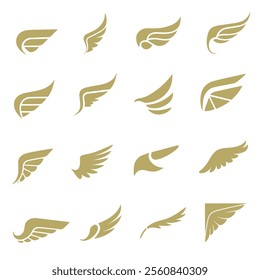 Golden wing vector.  angel wings icon