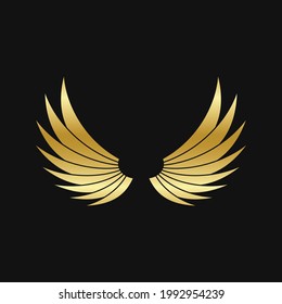 diseño de ornamento vectorial de ala dorada