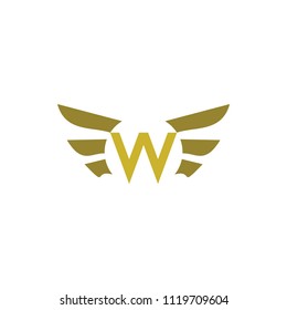 Golden Wing with W letter logo