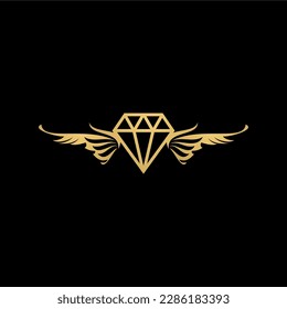 diseño del logotipo del vector de diamantes alados dorados