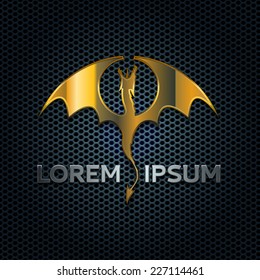 Golden Winged Dragon Symbol on the Speaker Grille.. Vector Illustration