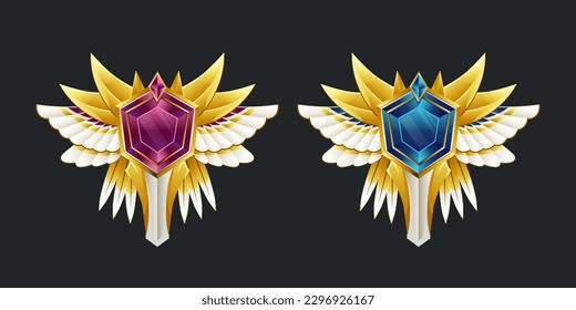 golden winged game logo badge template set