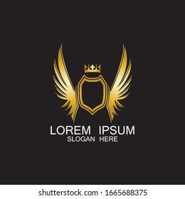 goldener Schild mit Kronenlogo / Kräutersymbol