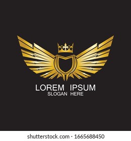 goldener Schild mit Kronenlogo / Kräutersymbol