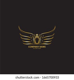 goldener Schild mit Kronenlogo / Kräutersymbol