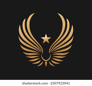 Golden Winged with Star symbol Vector illustration